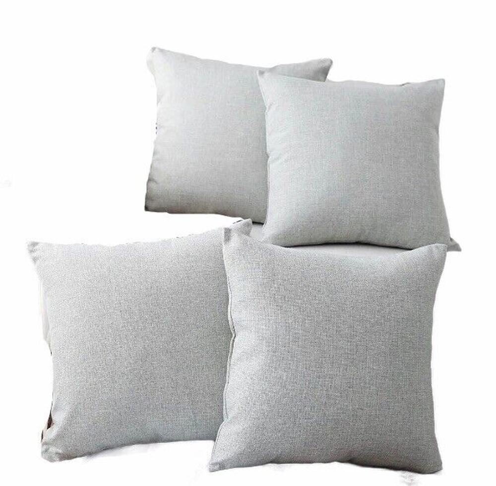 4 Pcs Deconovo 22” Light Gray Linen Blend Pillow Covers Square